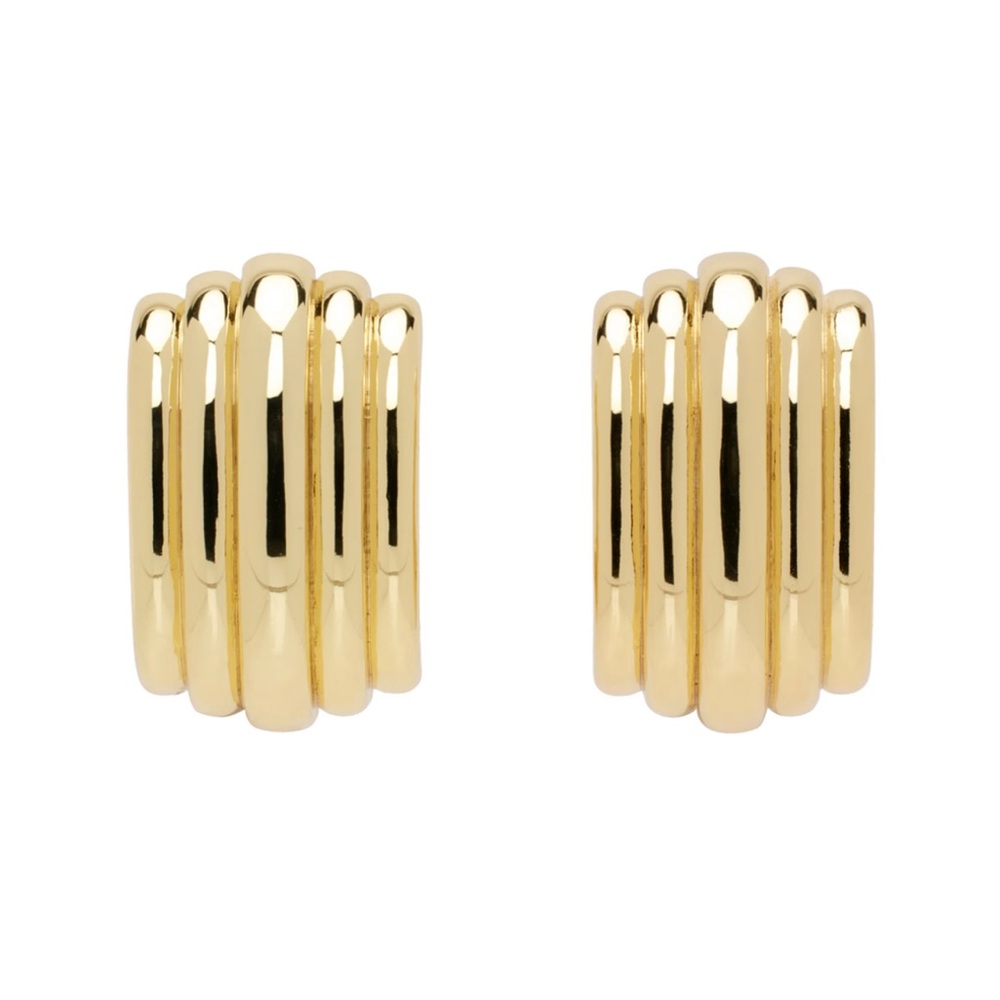 ANINE BING - Gold Chunky Ribbed Earrings